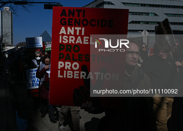 EDMONTON, CANADA - MARCH 30:
Members of the Palestinian diaspora and local activists from left-wing parties, including the Communist Party o...