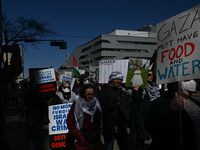 EDMONTON, CANADA - MARCH 30:
Members of the Palestinian diaspora and local activists from left-wing parties, including the Communist Party o...