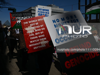 EDMONTON, CANADA - MARCH 30:
Members of the Palestinian diaspora and local activists from left-wing parties, including the Communist Party o...