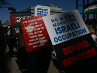 EDMONTON, CANADA - MARCH 30:
Members of the Palestinian diaspora and local activists from left-wing parties, including the Communist Party o...