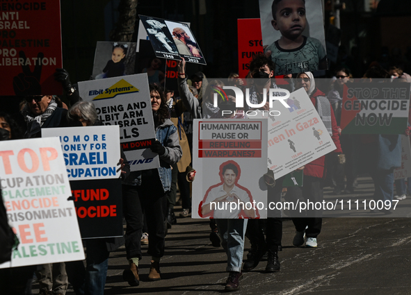 EDMONTON, CANADA - MARCH 30:
Members of the Palestinian diaspora and local activists from left-wing parties, including the Communist Party o...