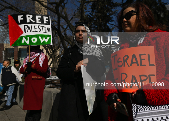 EDMONTON, CANADA - MARCH 30:
Members of the Palestinian diaspora and local activists from left-wing parties, including the Communist Party o...