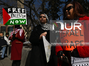 EDMONTON, CANADA - MARCH 30:
Members of the Palestinian diaspora and local activists from left-wing parties, including the Communist Party o...