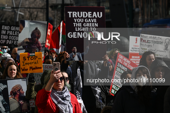 EDMONTON, CANADA - MARCH 30:
Members of the Palestinian diaspora and local activists from left-wing parties, including the Communist Party o...