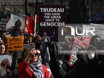 EDMONTON, CANADA - MARCH 30:
Members of the Palestinian diaspora and local activists from left-wing parties, including the Communist Party o...