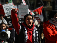 EDMONTON, CANADA - MARCH 30:
Members of the Palestinian diaspora and local activists from left-wing parties, including the Communist Party o...