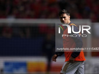 Brahim Diaz attacking midfield of Real Madrid and Spain during the warm-up before the LaLiga EA Sports match between CA Osasuna and Real Mad...