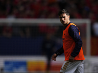 Brahim Diaz attacking midfield of Real Madrid and Spain during the warm-up before the LaLiga EA Sports match between CA Osasuna and Real Mad...