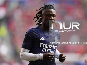 Eduardo Camavinga central midfield of Real Madrid and France during the warm-up before the LaLiga EA Sports match between CA Osasuna and Rea...