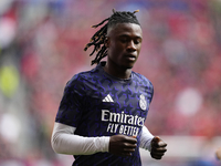 Eduardo Camavinga central midfield of Real Madrid and France during the warm-up before the LaLiga EA Sports match between CA Osasuna and Rea...