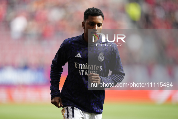 Rodrygo Goes right winger of Real Madrid and Brazil during the warm-up before the LaLiga EA Sports match between CA Osasuna and Real Madrid...