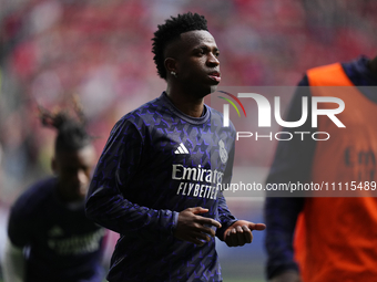 Vinicius Junior left winger of Real Madrid and Brazil during the warm-up before the LaLiga EA Sports match between CA Osasuna and Real Madri...