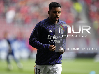 Rodrygo Goes right winger of Real Madrid and Brazil during the warm-up before the LaLiga EA Sports match between CA Osasuna and Real Madrid...