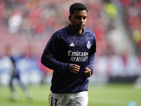 Rodrygo Goes right winger of Real Madrid and Brazil during the warm-up before the LaLiga EA Sports match between CA Osasuna and Real Madrid...