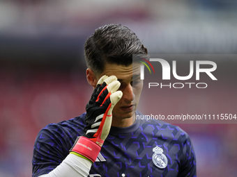 Kepa Arrizabalaga goalkeeper of Real Madrid and Spain during the warm-up before the LaLiga EA Sports match between CA Osasuna and Real Madri...