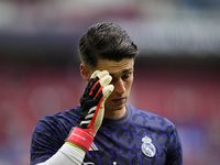 Kepa Arrizabalaga goalkeeper of Real Madrid and Spain during the warm-up before the LaLiga EA Sports match between CA Osasuna and Real Madri...