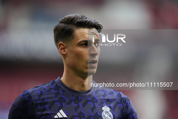 Kepa Arrizabalaga goalkeeper of Real Madrid and Spain during the warm-up before the LaLiga EA Sports match between CA Osasuna and Real Madri...