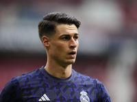 Kepa Arrizabalaga goalkeeper of Real Madrid and Spain during the warm-up before the LaLiga EA Sports match between CA Osasuna and Real Madri...