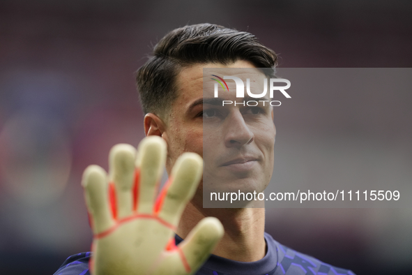 Kepa Arrizabalaga goalkeeper of Real Madrid and Spain during the warm-up before the LaLiga EA Sports match between CA Osasuna and Real Madri...