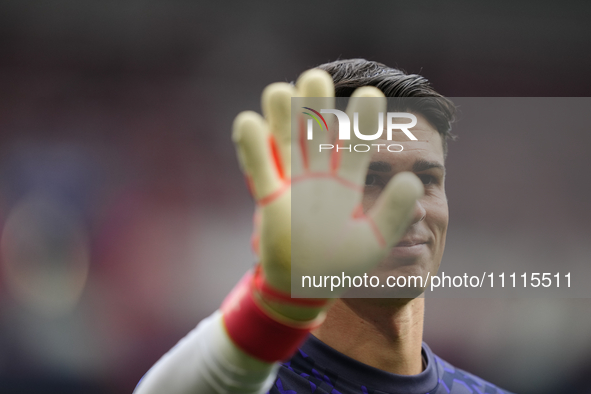 Kepa Arrizabalaga goalkeeper of Real Madrid and Spain during the warm-up before the LaLiga EA Sports match between CA Osasuna and Real Madri...