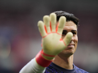 Kepa Arrizabalaga goalkeeper of Real Madrid and Spain during the warm-up before the LaLiga EA Sports match between CA Osasuna and Real Madri...