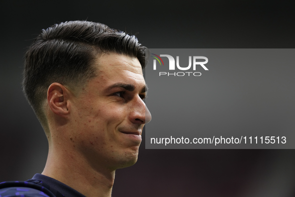 Kepa Arrizabalaga goalkeeper of Real Madrid and Spain during the warm-up before the LaLiga EA Sports match between CA Osasuna and Real Madri...