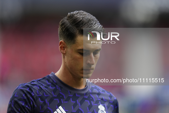 Kepa Arrizabalaga goalkeeper of Real Madrid and Spain during the warm-up before the LaLiga EA Sports match between CA Osasuna and Real Madri...