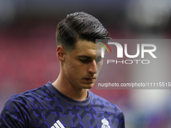 Kepa Arrizabalaga goalkeeper of Real Madrid and Spain during the warm-up before the LaLiga EA Sports match between CA Osasuna and Real Madri...