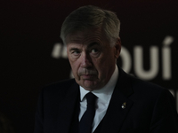 Carlo Ancelotti head coach of Real Madrid during the LaLiga EA Sports match between CA Osasuna and Real Madrid CF at Estadio El Sadar on Mar...