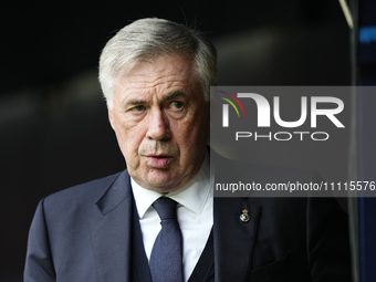 Carlo Ancelotti head coach of Real Madrid during the LaLiga EA Sports match between CA Osasuna and Real Madrid CF at Estadio El Sadar on Mar...