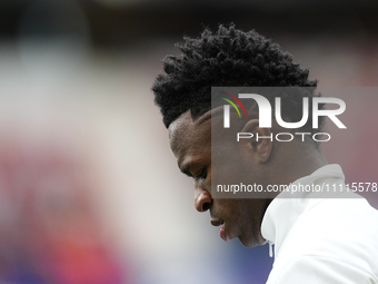 Vinicius Junior left winger of Real Madrid and Brazil prior the LaLiga EA Sports match between CA Osasuna and Real Madrid CF at Estadio El S...