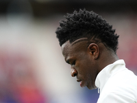 Vinicius Junior left winger of Real Madrid and Brazil prior the LaLiga EA Sports match between CA Osasuna and Real Madrid CF at Estadio El S...