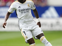 Vinicius Junior left winger of Real Madrid and Brazil controls the ball during the LaLiga EA Sports match between CA Osasuna and Real Madrid...