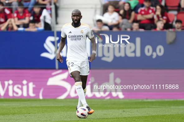 Antonio Rudiger centre-back of Real Madrid and Germany during the LaLiga EA Sports match between CA Osasuna and Real Madrid CF at Estadio El...