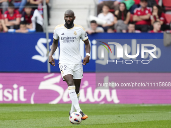 Antonio Rudiger centre-back of Real Madrid and Germany during the LaLiga EA Sports match between CA Osasuna and Real Madrid CF at Estadio El...