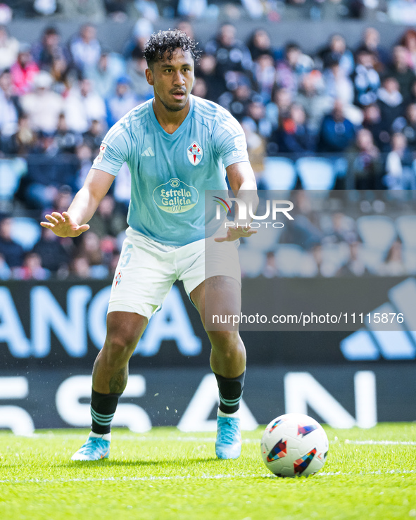 Renato Tapia of RC Celta de Vigo is in action during the LaLiga EA SPORTS match between RC Celta de Vigo and Rayo Vallecano in Vigo, Spain,...