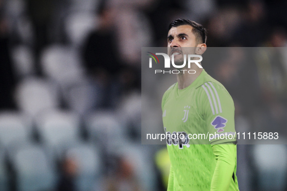 Juventus goalkeeper Mattia Perin (36) is celebrating during the Coppa Italia semi-final football match between Juventus and Lazio at the All...