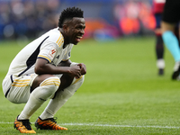 Vinicius Junior left winger of Real Madrid and Brazil reacts during the LaLiga EA Sports match between CA Osasuna and Real Madrid CF at Esta...