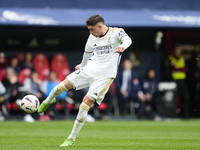 Federico Valverde central midfield of Real Madrid and Uruguay shooting to goal during the LaLiga EA Sports match between CA Osasuna and Real...