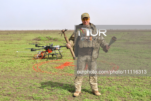 A soldier is participating in the field tests of the MinesEye unmanned system for the detection of mines and explosive devices as part of th...