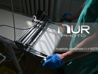 Disinfecting surfaces during the production of medicinal hydrogel dressings for Ukrainian soldiers at Lviv Polytechnic National University i...