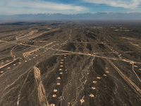 An aerial view is showing Karez, an ancient water project that is using the slope of the ground to extract groundwater without power, in an...