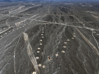 An aerial view is showing Karez, an ancient water project that is using the slope of the ground to extract groundwater without power, in an...