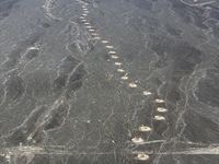 An aerial view is showing Karez, an ancient water project that is using the slope of the ground to extract groundwater without power, in an...