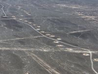 An aerial view is showing Karez, an ancient water project that is using the slope of the ground to extract groundwater without power, in an...