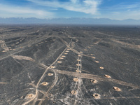 An aerial view is showing Karez, an ancient water project that is using the slope of the ground to extract groundwater without power, in an...