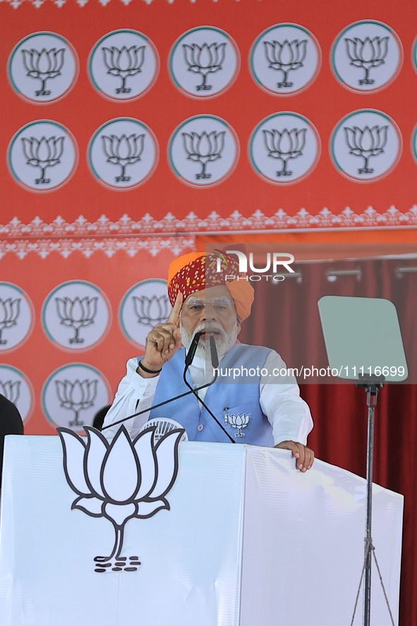 Prime Minister Narendra Modi is addressing a public meeting in support of BJP Jaipur Rural candidate Rao Rajendra Singh ahead of the Lok Sab...