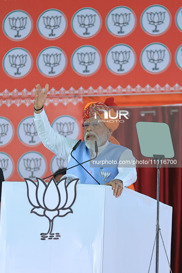 Prime Minister Narendra Modi is addressing a public meeting in support of BJP Jaipur Rural candidate Rao Rajendra Singh ahead of the Lok Sab...