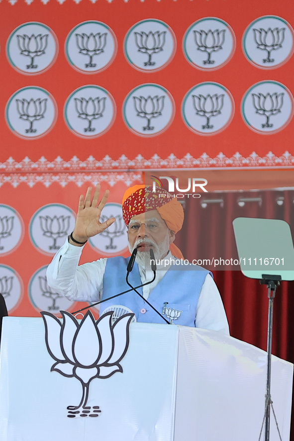 Prime Minister Narendra Modi is addressing a public meeting in support of BJP Jaipur Rural candidate Rao Rajendra Singh ahead of the Lok Sab...