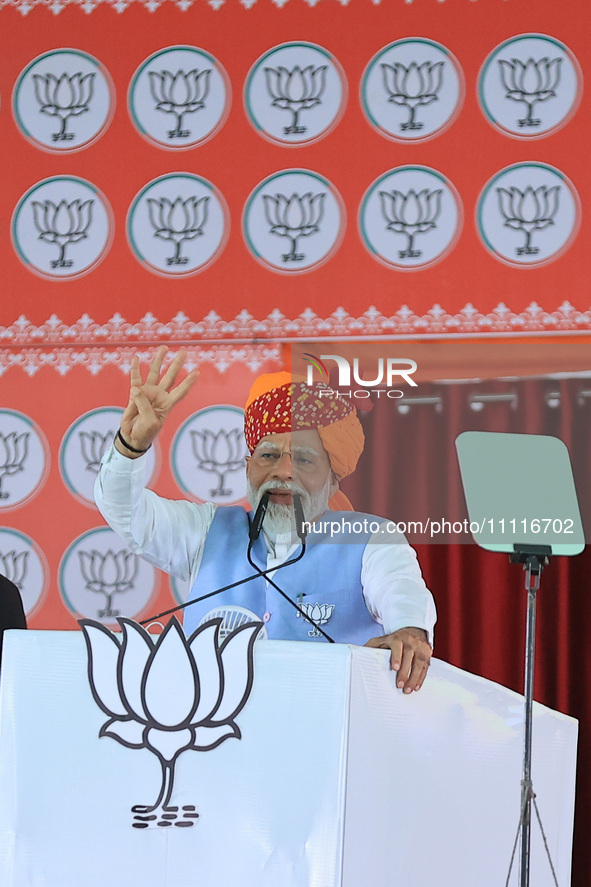 Prime Minister Narendra Modi is addressing a public meeting in support of BJP Jaipur Rural candidate Rao Rajendra Singh ahead of the Lok Sab...